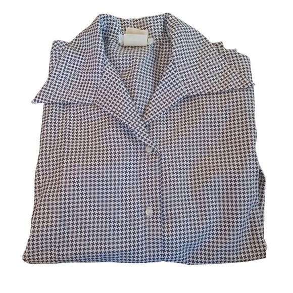 Lane Bryant Tops - Lane Bryant Vintage‎ Houndstooth Polyester Dress Shirt Button Up Blouse Top